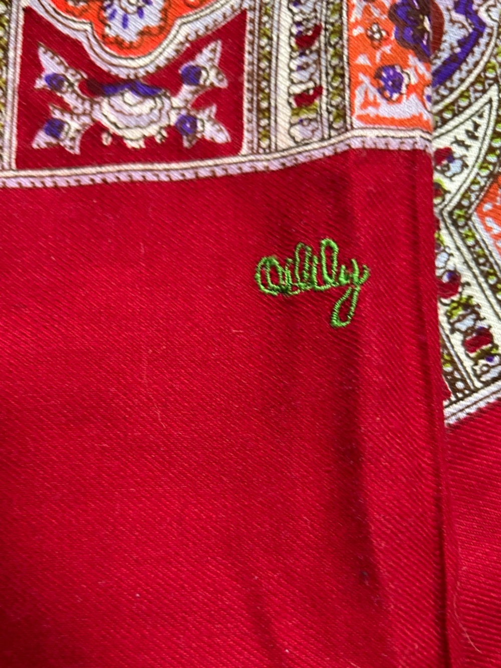 oilily vintage classic red paisley scarf - Picture 2 of 8